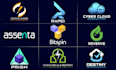 do modern saas tech startup software cyber security app logo with branding kit