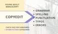 correct grammar and spelling errors, ya, fiction manuscripts