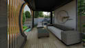 landscape, backyard, garden design with 3d renders