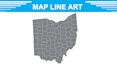 printable vector map outline illustrations in line art style