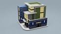 model 3d low poly buildings in blender and unity