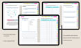 design etsy hyperlink digital planner, set etsy shop, digital journal, tracker