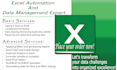 do excel automation, data entry, data repairing, cleaning, xlookup, vlookup
