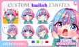 create anime style twitch emotes, animated emotes and sub badges