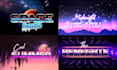 create a 80s futuristic synthwave retro logo with neon style