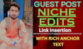 provide high authority link insertion, niche edit guest post