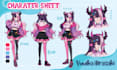 draw character sheet design, furry fursona, vtuber live2d model in anime style