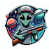 do alien shooter style awesome mascot logo design