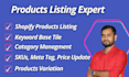 do product listing on shopify, lazada, daraz with data entry