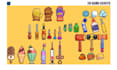 create 2d game assets and UI elements in cartoon style