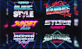 make retro 80s logo and futuristic synthwave chrome neon text effects
