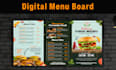 create editable restaurant menu, food menu or digital menu board