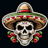 make amazing mexican restaurant skull head mascot logo design