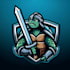 make a high quality turtle warrior sword mascot logo with new concept