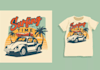 design a vintage retro t shirt with a custom illustration