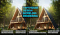 design high quality rendering tiny house, cabin house