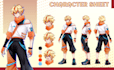 draw custom anime character sheet design or reference sheet