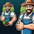 design creative farmer mascot logo with express delivery