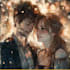 draw anime cute character, couple , oc background