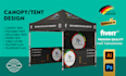 design trade show booth, banner, backdrop, canopy tent