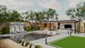 design landscape, backyard, pergola, patio with realistic rendering