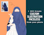 create costum illustration faceless from your photo
