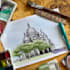 handmade watercolor painting on paper