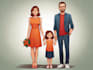 draw a vector art family portrait