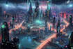 create futuristic cyberpunk city for you
