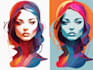 create a face into color vector art portrait