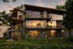 design modern house facade, exterior elevation and 3d render