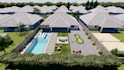design backyard frontyard home garden, pool, patio, deck, 3d landscape rendering