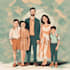 draw a vector art family portrait