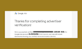 fix google ads advertiser verification and ads account reactive