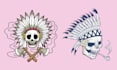 make american indian chief skull logo with illustration design