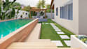 do backyard landscape design, garden, fireplace, pool, deck and patio design
