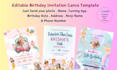 mermaid birthday invite canva templates ,editable