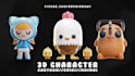 create cute 3d illustration in clay style render
