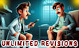 draw custom cartoon youtube thumbnail in any style