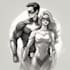 sketch an excellent couple superhero character