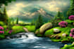create flat landscape illustration of nature