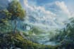 detailed sci fi fantasy landscape,  background illustration