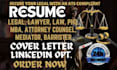 write legal resume, lawyer, MBA, attorney counsel, mediator, barrister resume