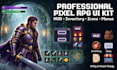 design pixel game UI, hud, inventory, icons and card systems