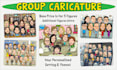 draw a group caricature with custom background