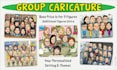 draw a group caricature with custom background