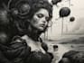 create dark art illustrations in pen and ink