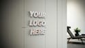 make a 3d realistic signs letters on the wall office mockup
