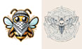 make hand drawn mascot honey bee logo