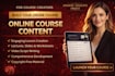 write ebook online course content, course creation, course curriculum,course ppt